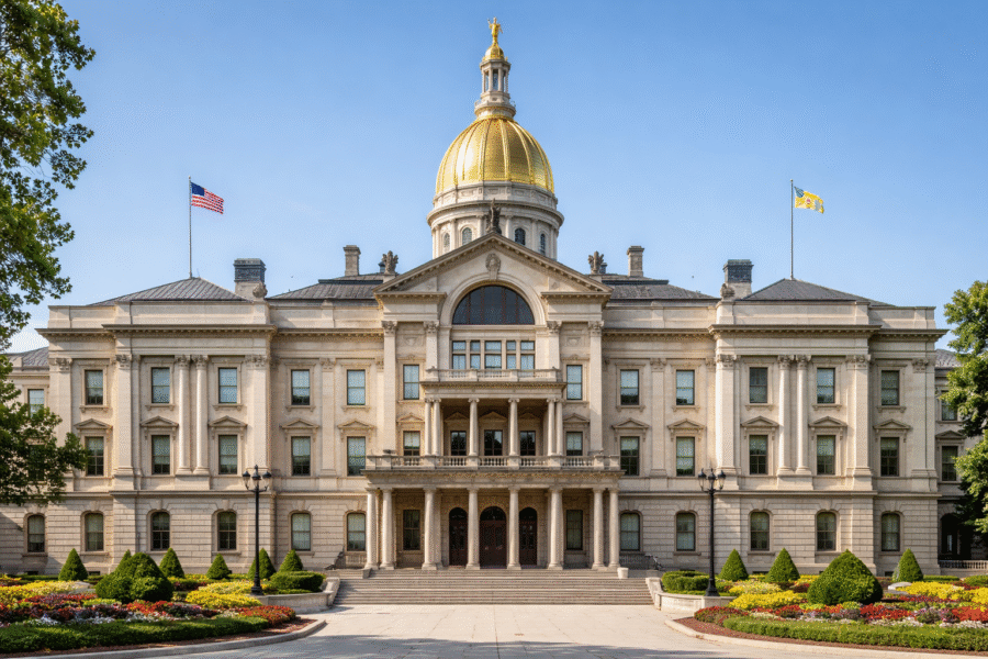 The front exterior of the New Jersey State House Trenton 