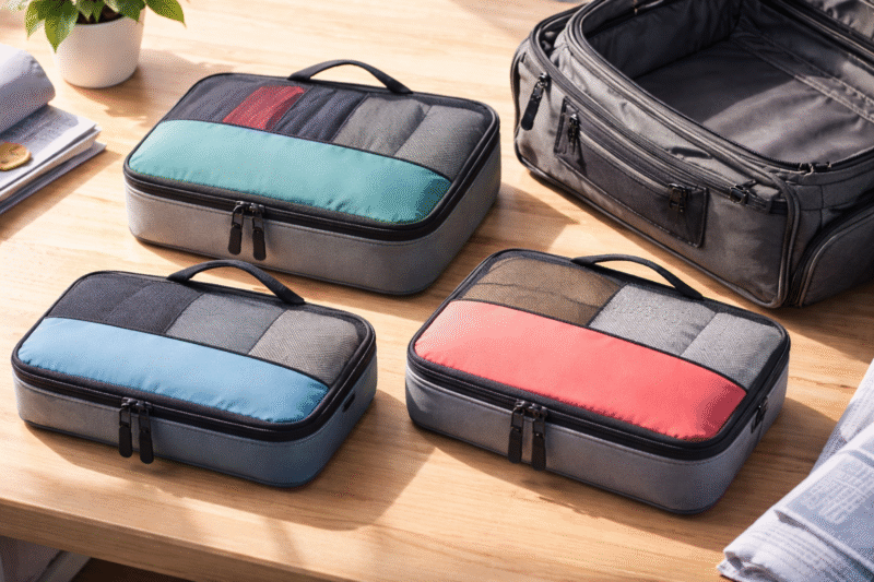 Compression cubes used for personal item packing hacks 