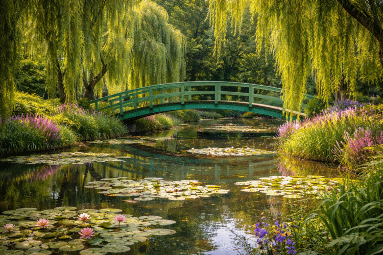 The Monet bridge and lily pond at Grounds For Sculpture Hamilton NJ