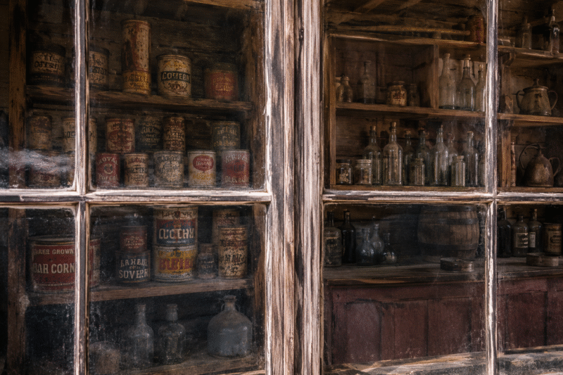 Preserved details of a US ghost town road