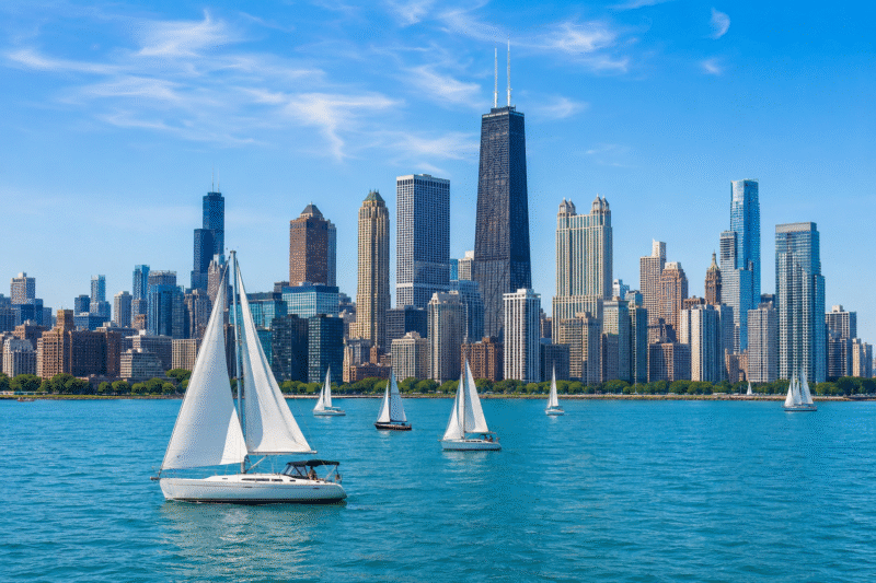 A beautiful view of the Chicago Summer lakefront