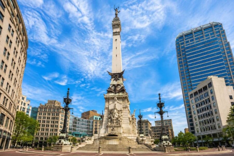 Monument Circle Indianapolis Downtown tall limestone monument 